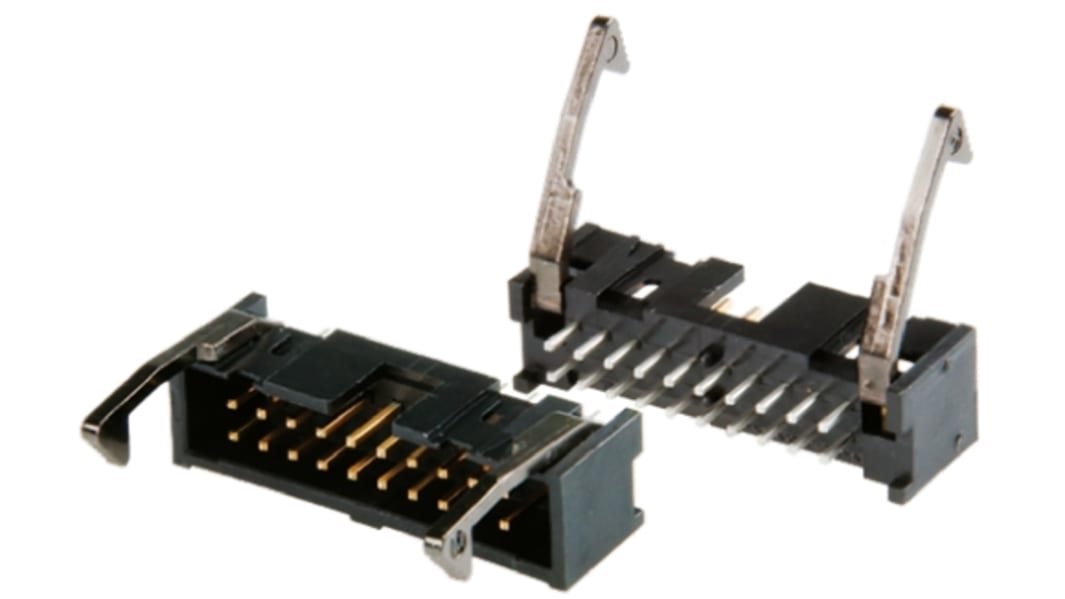 TE Connectivity AMP-LATCH Series Straight Through Hole PCB Header, 34 Contact(s), 2.54mm Pitch, 2 Row(s), Shrouded