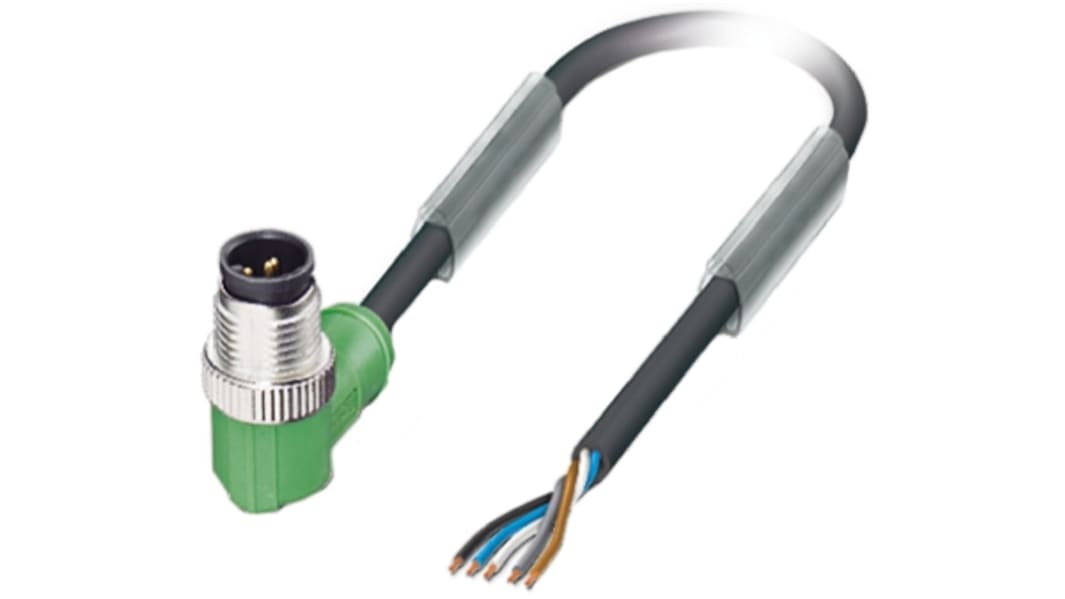 Cable de conexión Phoenix Contact, con. A M12 Macho, 5 polos, cod.: A, long. 5m, 60 V, 4 A, IP65, IP68, IP69K