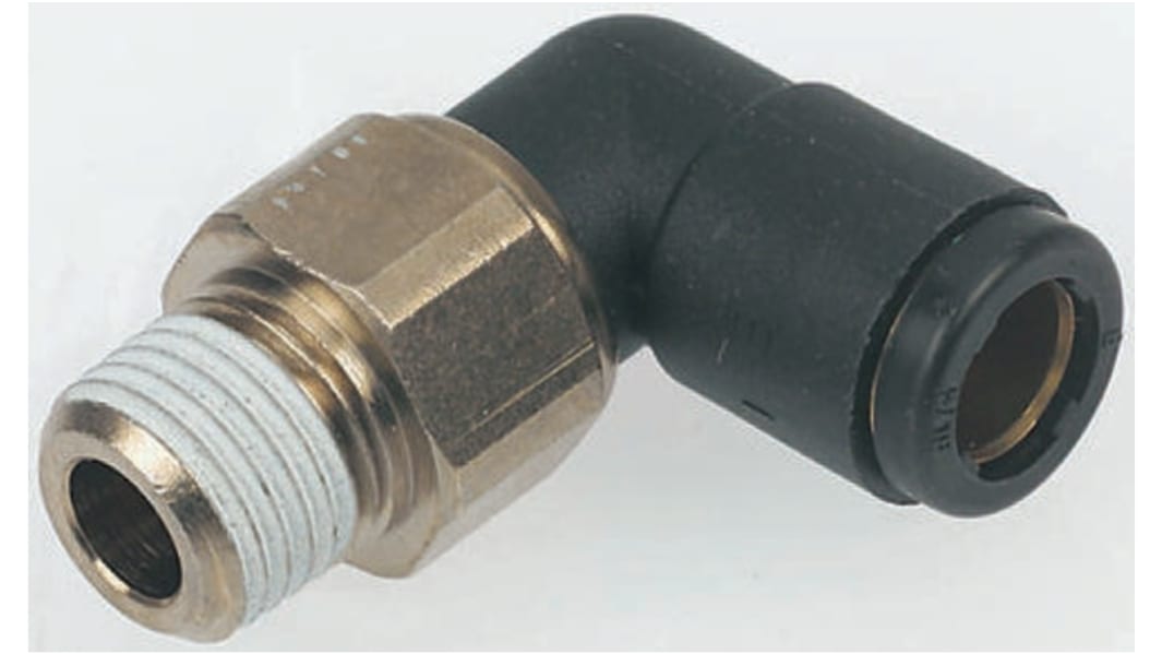Legris LF3000 R1/4 Stecker x 8-mm-Steckanschluss Winkelgewindeadapter, Gewinde-zu-Rohr, Nylon glasfaserverstärkt, R1/4