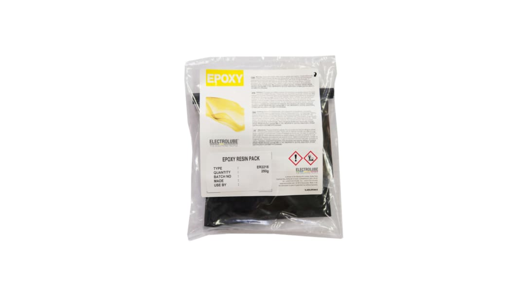 Compuesto aislante Negro de Epoxi Electrolube ER2218, Paquete de 250 g, cura 24 h.