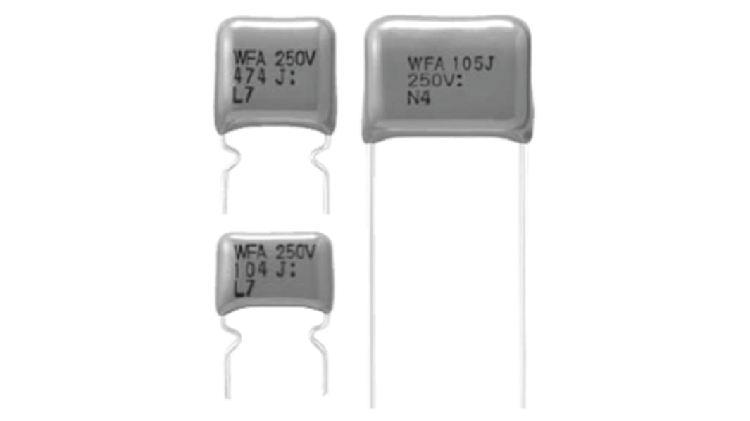 Panasonic ポリプロピレン フィルムコンデンサ, 450V dc, 1μF, ±10%