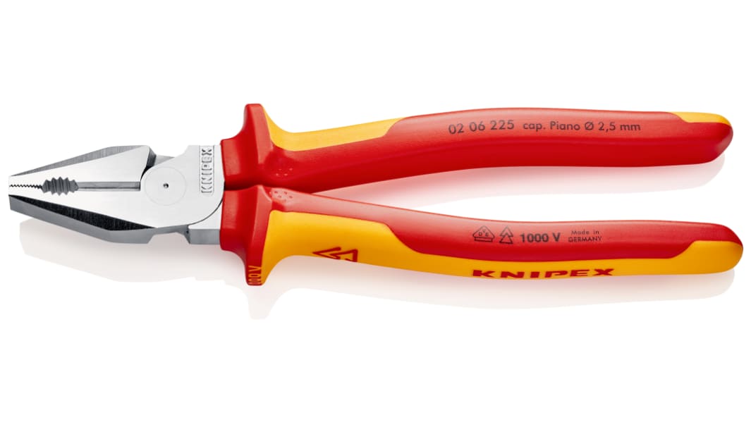Knipex Combination Pliers, 225 mm Overall, Straight Tip, VDE/1000V