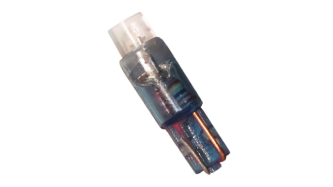 Lampada per indicatori JKL Components, lunga 20.3mm, Ø 4.5mm, 24V, luce color Blu con Wedge, angolo di vista 95 °