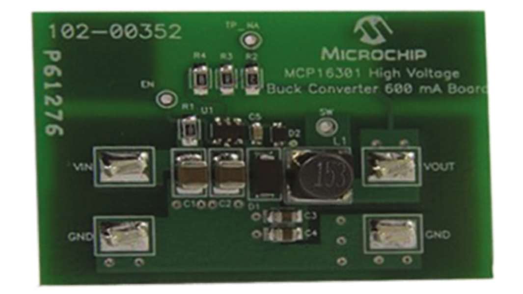 Microchip MCP16301 High Voltage Buck Converter 600 mA Demo Board