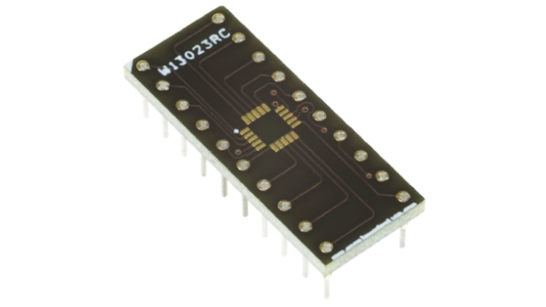 Winslow Straight Through Hole Mount 0.5 mm, 2.54 mm Pitch IC Socket Adapter, 28 Pin Female QFN to 28 Pin Male DIP