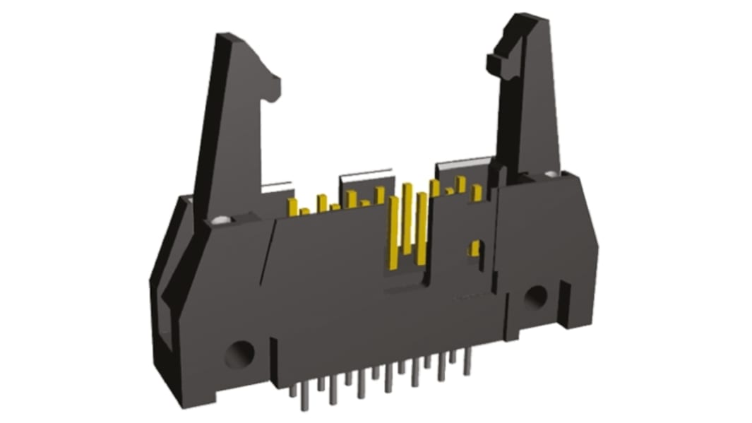 TE Connectivity AMP-LATCH Series Straight Through Hole PCB Header, 16 Contact(s), 2.54mm Pitch, 2 Row(s), Shrouded