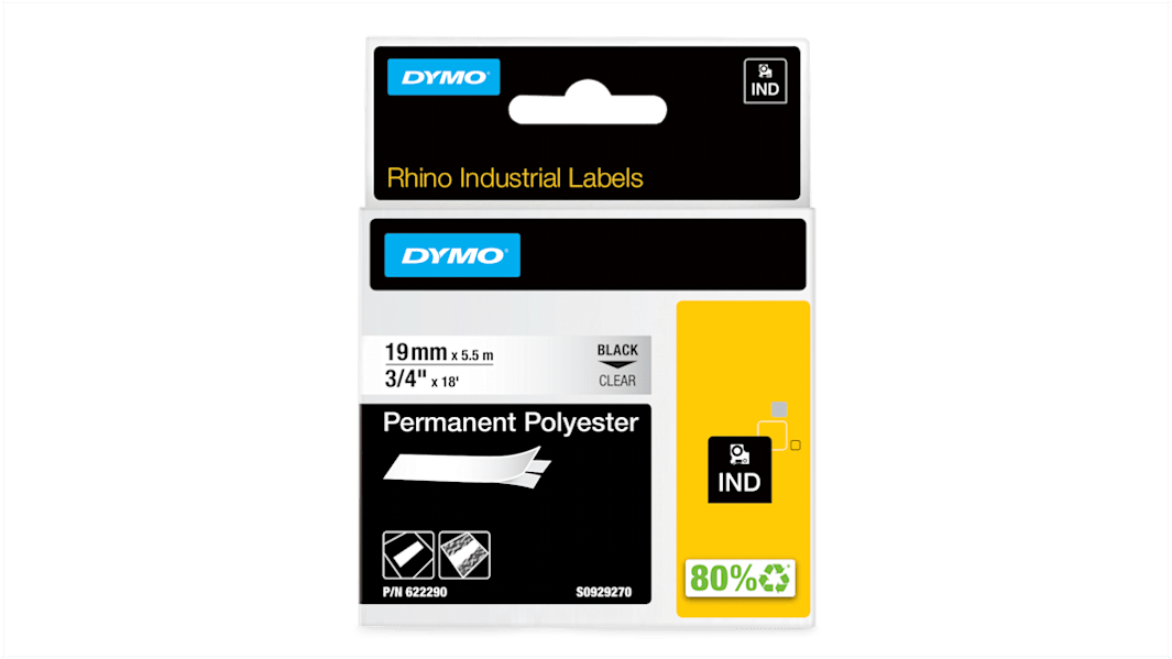 DYMO Rhino Beschriftungsband Schwarz für Rhino 4200, Rhino 5200, Rhino 6000 auf Transparent