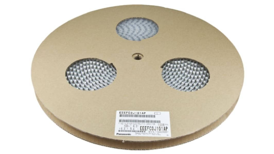 Panasonic , SMD Aluminium-Elektrolyt Kondensator 100μF ±20% / 16V dc, Ø 6.3mm x 5.8mm, bis 105°C