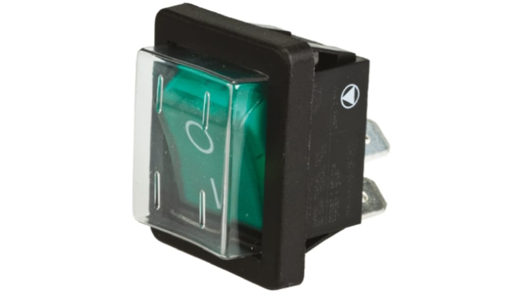 Arcolectric Tafelmontage Wippschalter, 2-poliger Ein/Ausschalter Ein-Aus, 16 A 22.1mm x 30mm beleuchtet, IP 40