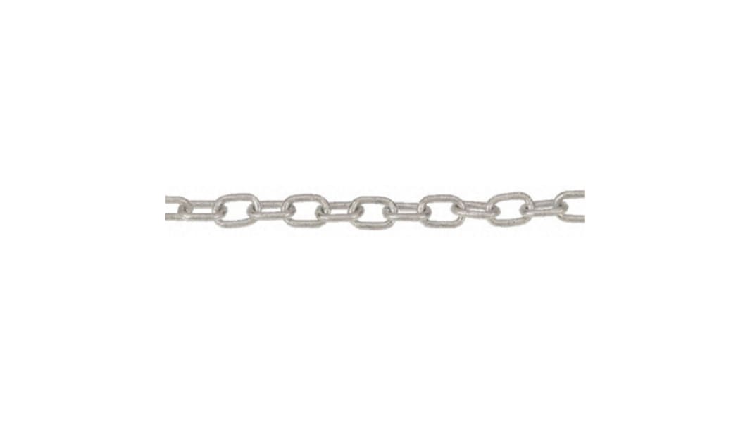 RS PRO Galvanised Steel Chain, 10m Length, 135 kg Lifting Load