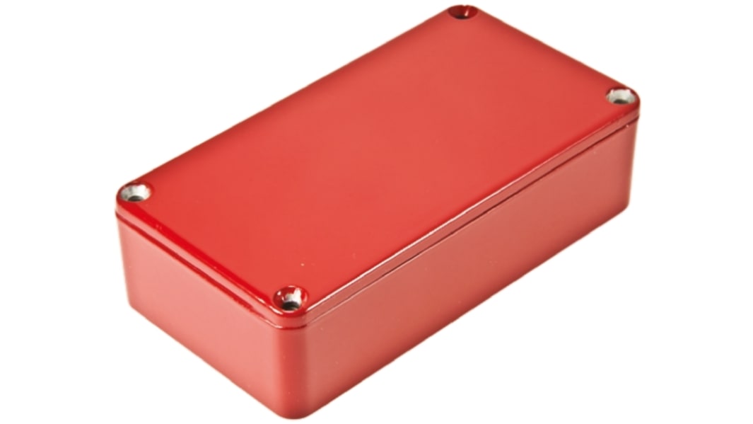 Hammond 1590 Series Red Die Cast Aluminium Enclosure, IP54, Red Lid, 119.5 x 94 x 34mm