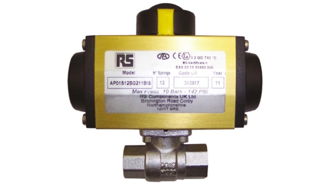 Valvola con attuazione pneumatica RS PRO, a sfera, NC, 2poll, 40 bar max