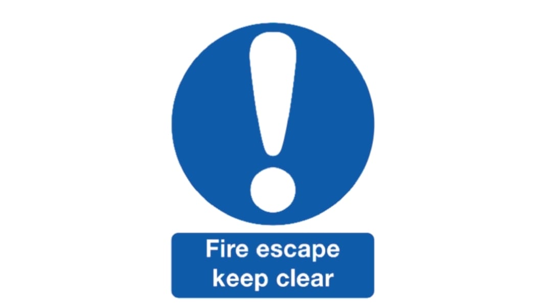 Plastic Fire Safety Sign, Fire Escape Keep Clear With English Text
