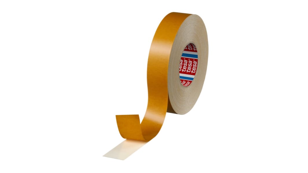 Cinta de tela doble cara Tesa 4964 de color Blanco, 38mm x 50m, grosor 0.390mm