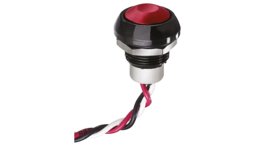 Apem IP67 Hall Effect Push Button Switch 5mA 50mA Plunger Pre-wired Momentary, -40 → +85°C, 3.5 → 14.5 V