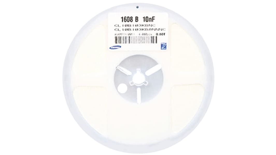 Samsung Electro-Mechanics 100nF Multilayer Ceramic Capacitor MLCC, 16V dc V, ±10% , SMD