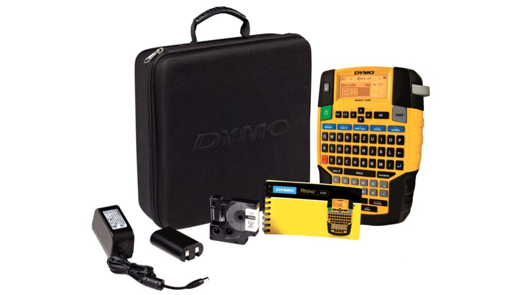 DYMO Rhino 4200 Etikettendrucker bis 19mm Etiketten 180dpi tragbar mit Tastatur,  mit QWERTZ Tastatur