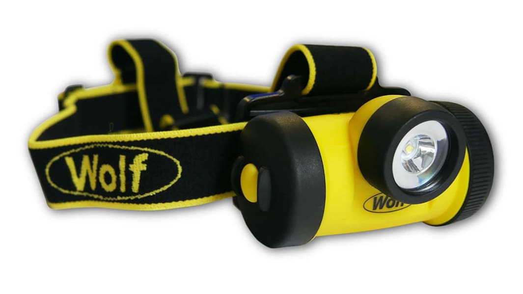 Wolf Safety HT-650 LED Stirnlampe 130 lm / 2,5 m, 3x AA Batterien, ATEX, IECEx Zone 0, Zone 1, Zone 2, Zone 21, Zone 22