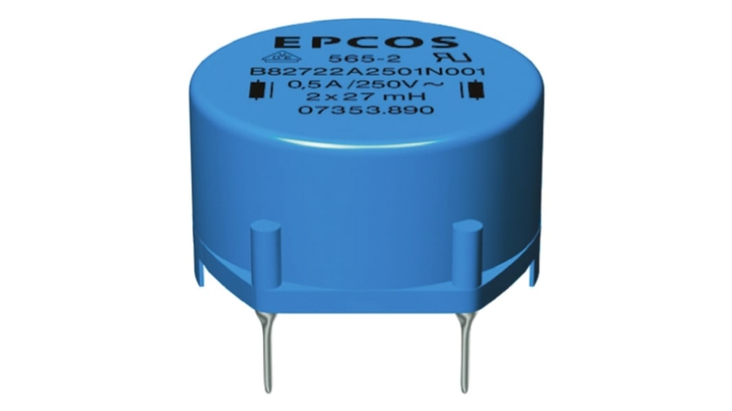 EPCOS B82722A パワーラインチョーク, 27 mH, 500mA, フェライトコア, ±30%, ラジアル