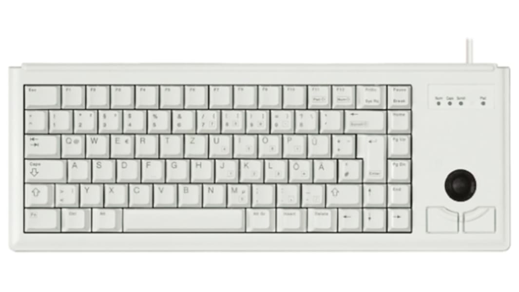 CHERRY Trackball-Tastatur QWERTY (UNS) Kabelgebunden Grau PS/2 Kompakt, 370 x 139 x 19.6mm