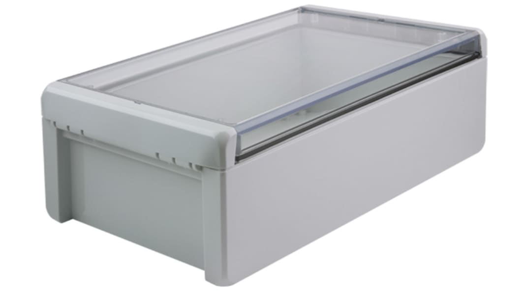 Bopla Bocube Series Light Grey Polycarbonate V0 Enclosure, IP66, IP68, IK07, Transparent Lid, 271 x 170 x 90mm