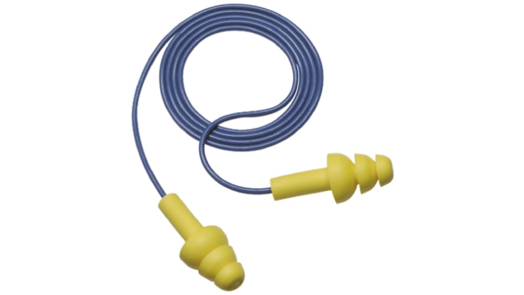 3M E.A.R Ultrafit Series Yellow Reusable Corded Ear Plugs, 25dB Rated, 200 Pairs