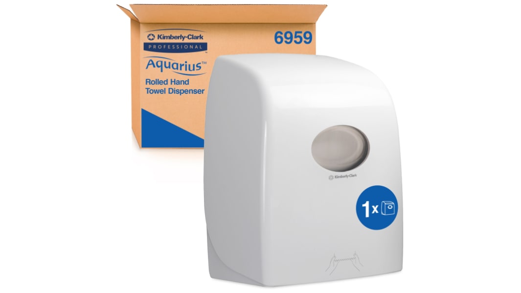 Dispenser asciugamano Kimberly Clark, in Plastica Bianco, dimensioni 252mm Aquarius, Montaggio a parete Sì