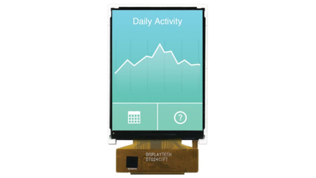 Displaytech Farb-LCD 2.4Zoll Parallel, RGB, 240 x 320pixels, 37 x 49mm -0,3 → +4,6 V dc LED Lichtdurchlässig dc