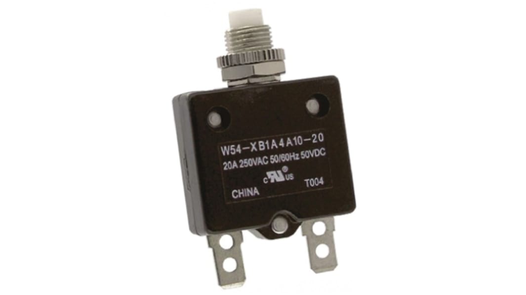 Interruttore termico TE Connectivity W54, 1 polo poli, 20A, 250V ca
