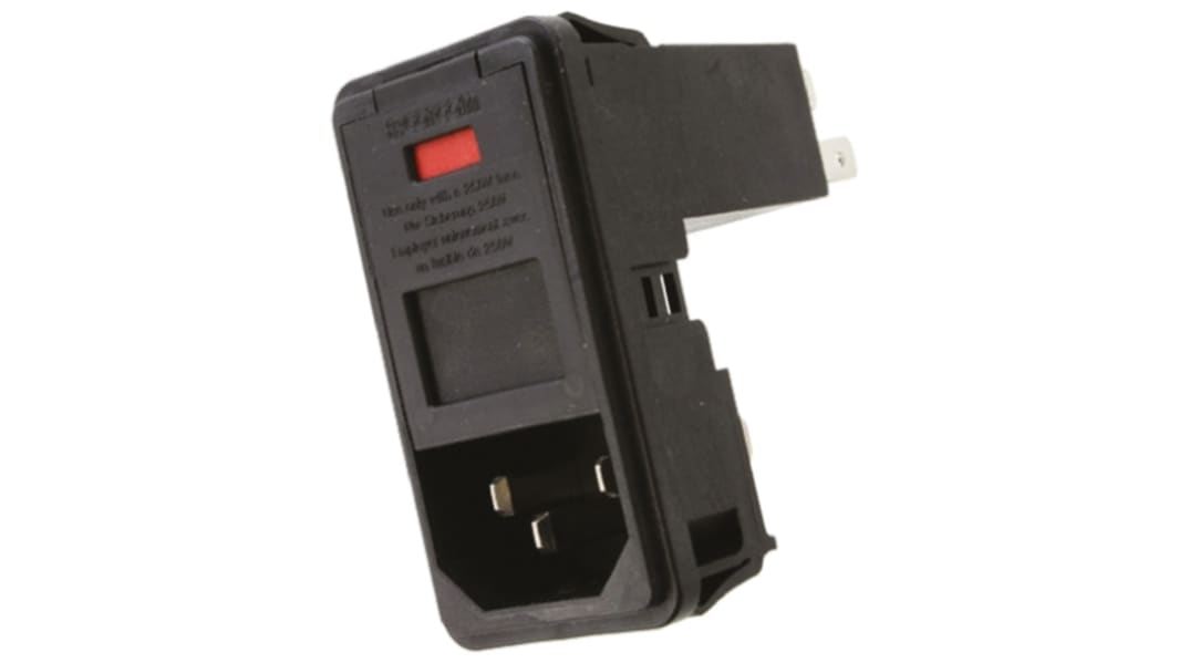 TE Connectivity 10A 250 V ac Han IEC filter, Snaplås montering , Spadeformet