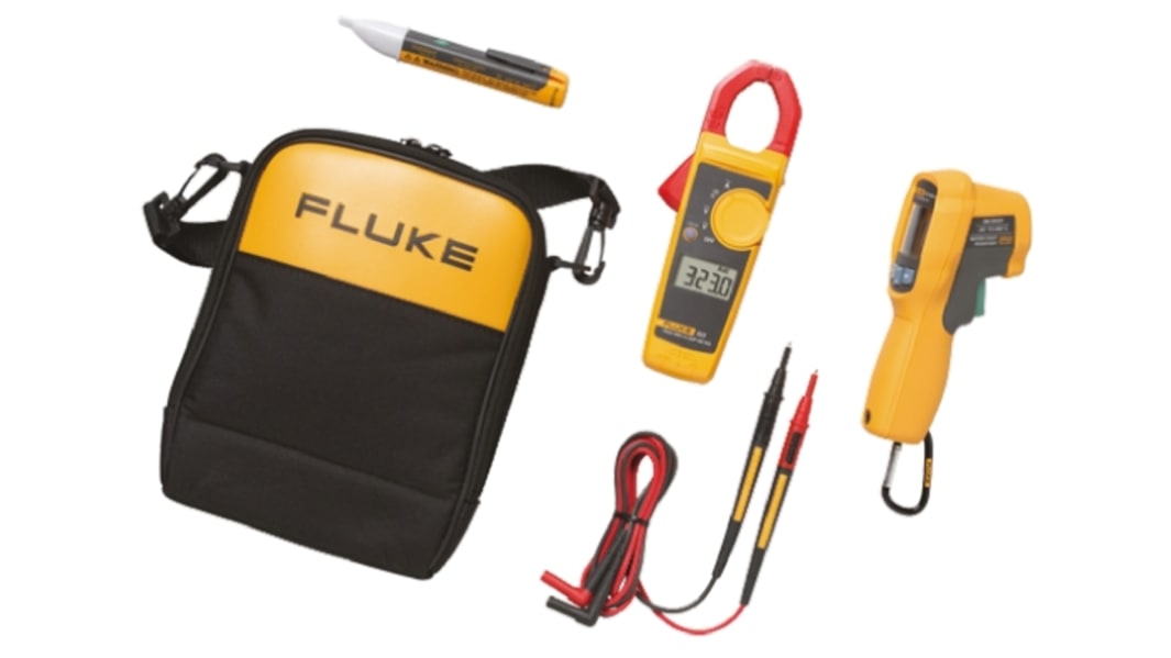 Fluke 62MAX+ Thermometerkit inkl. 1 AC II-Spannungsalarm, Echt-Effektivwert-Strommesszange, bis +650 °C,