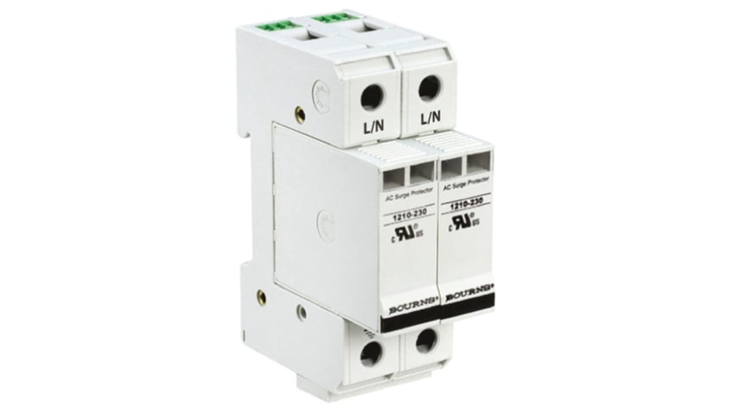 Bourns, 1210 Surge Arrester 415 V ac Maximum Voltage Rating 100kA Maximum Surge Current 2 Pole Protector