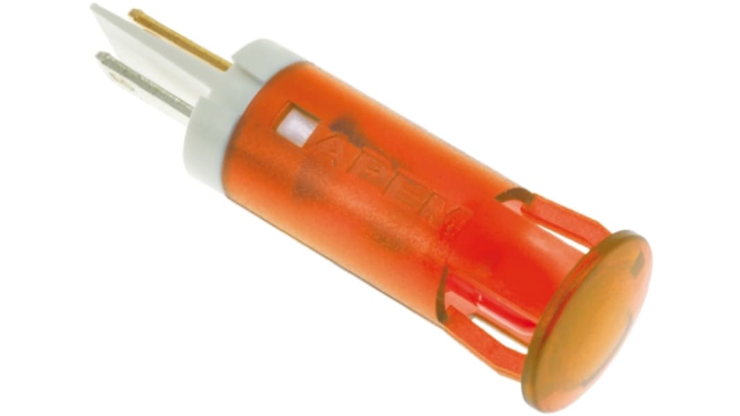 Apem Orange Panel Mount Indicator, 24V dc, 10mm Mounting Hole Size, Faston, Solder Lug Termination