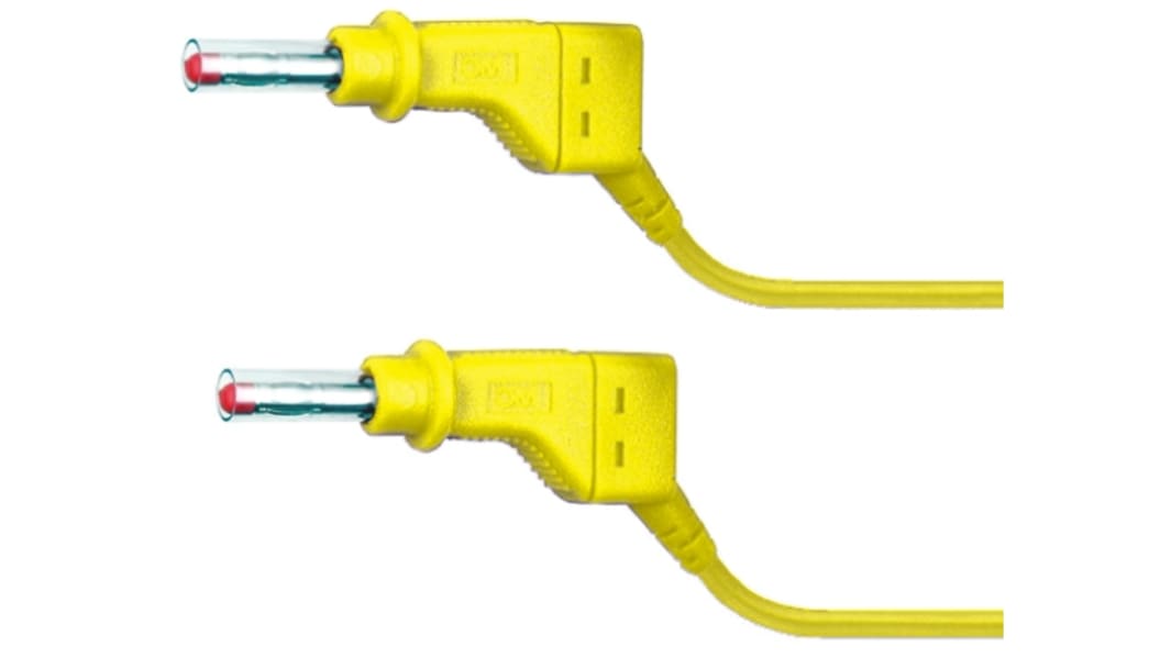 Cable de prueba con conector de 4 mm Staubli de color Amarillo, Macho-Macho, 600V, 32A, 1m