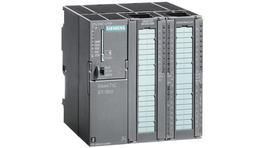 CPU PLC Siemens SIMATIC S7-300, ingressi: 24 (digitale), 4 (analogico), uscite: 16 (digitale), 2 (analogico), 46 I/O,