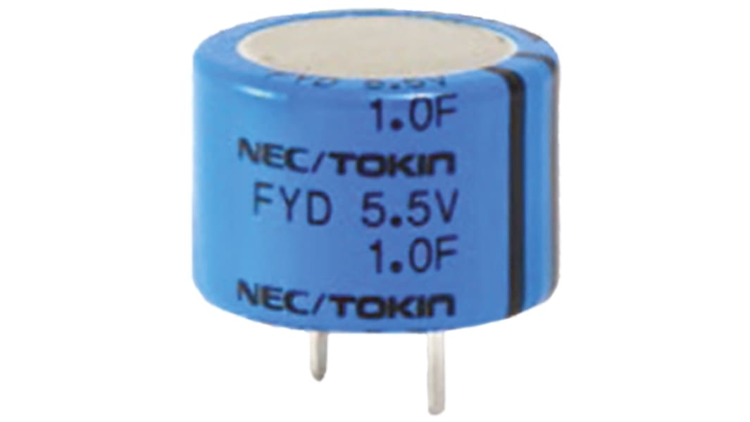 FYD0H105ZF | KEMET 電気二重層コンデンサ, 5.5V dc 1F リード品 FYD0H105ZF | KEMET 電気二重層コンデンサ, 5.5V dc 1F リード品