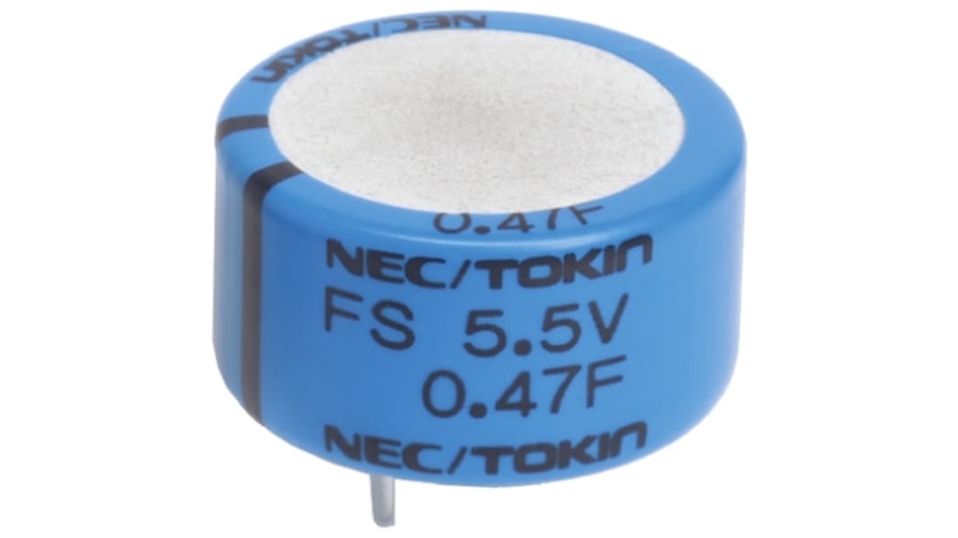 FS0H104ZF | KEMET 電気二重層コンデンサ, 5.5V dc 0.1F リード