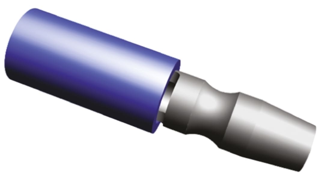 TE Connectivity, PIDG Insulated, Blue Crimp Bullet Connector, 1mm² to 2.6mm², 16AWG to 14AWG, 4mm Bullet diameter Male