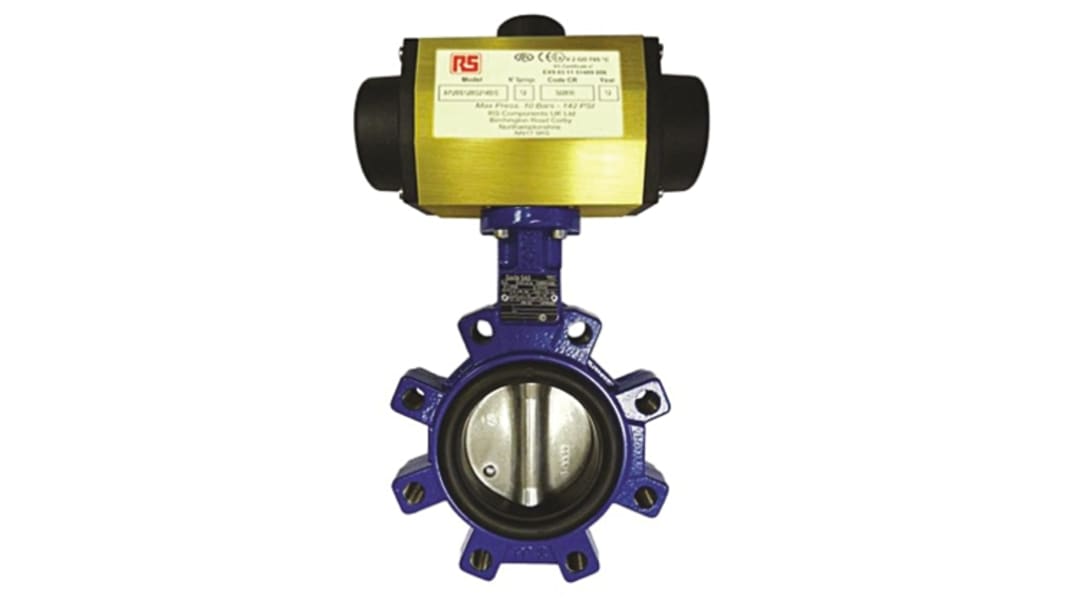 RS PRO Butterfly type Pneumatic Actuated Valve 2-1/2in