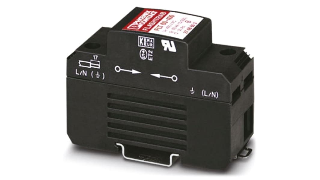 Supresor de transitorios Phoenix Contact, Protector de Iluminación, 230 V ac, 60kA, Carril DIN
