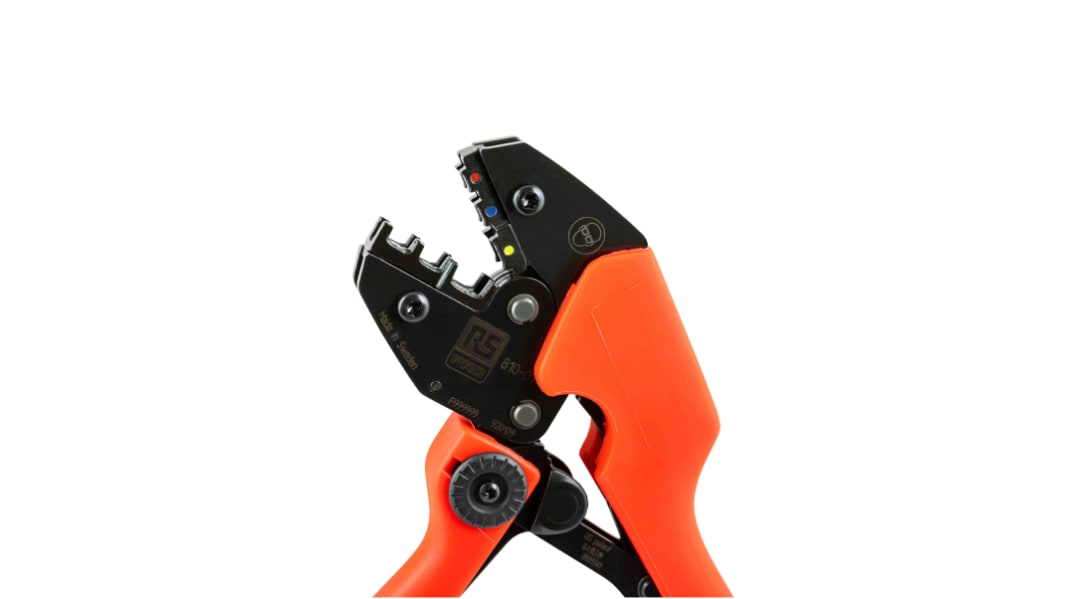 RS PRO Hand Ratcheting Crimp Tool for Insulated terminals red, blue, yellow, 0.75 → 6mm² Wire