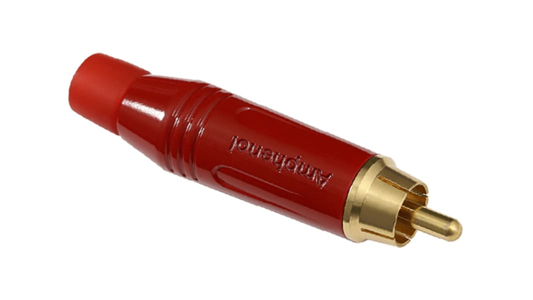 Amphenol Industrial Red Cable Mount RCA Plug, Gold