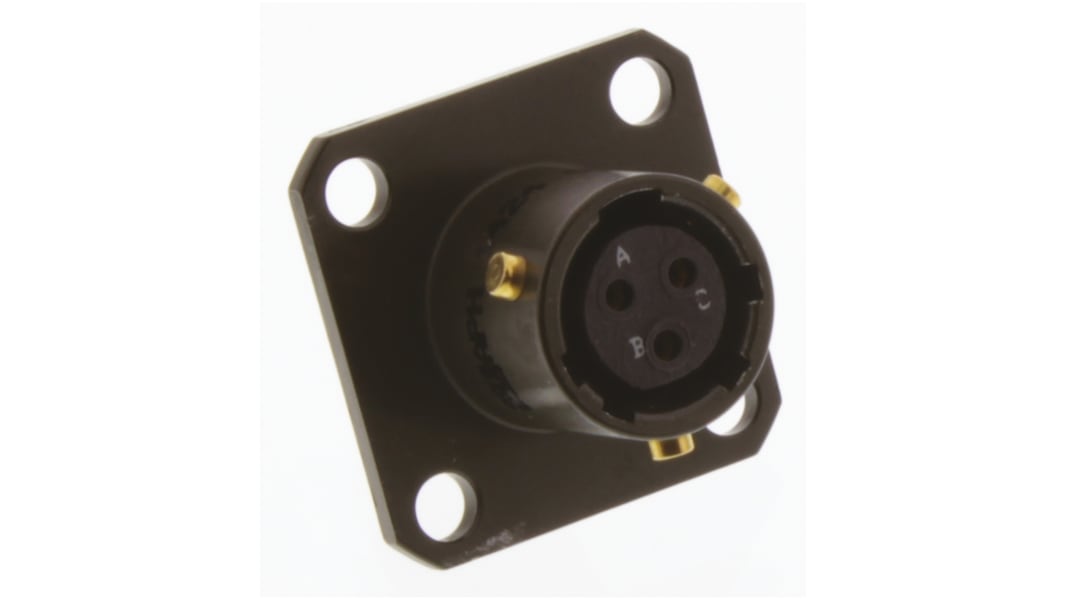 Amphenol Limited, 62GB 3 Way Flange Mount MIL Spec Circular Connector Receptacle, Socket Contacts,Shell Size 8, Bayonet