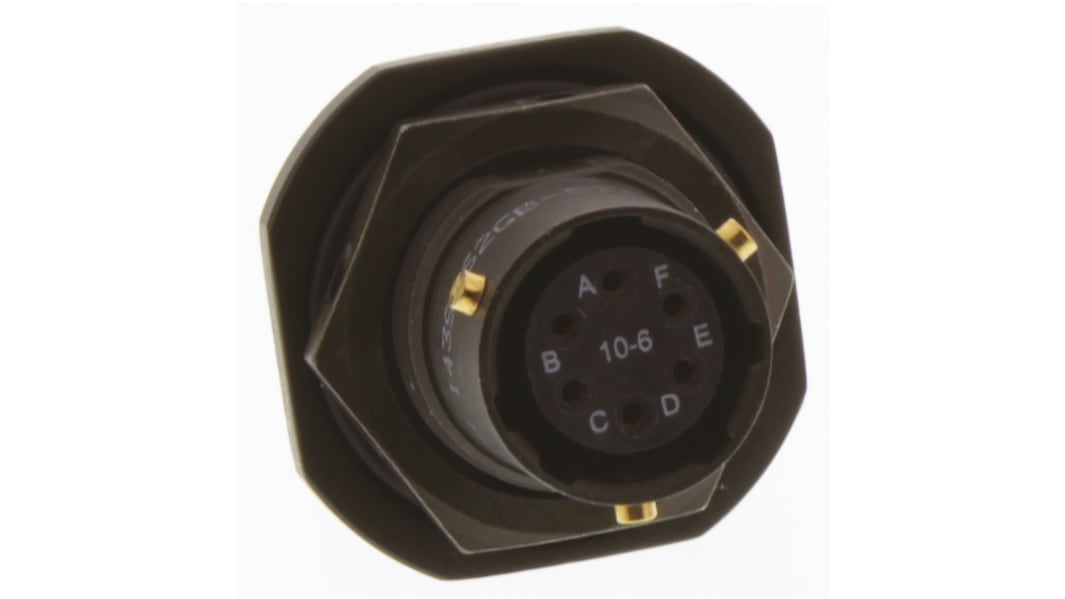 Amphenol Limited, 62GB 6 Way Panel Mount MIL Spec Circular Connector Receptacle, Socket Contacts,Shell Size 10, Bayonet