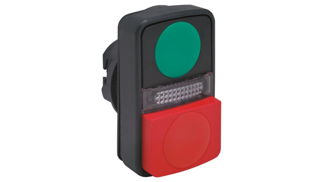 Schneider Electric Harmony XB5 Series Green, Red Momentary Push Button Head, 22mm Cutout, IP66, IP69K