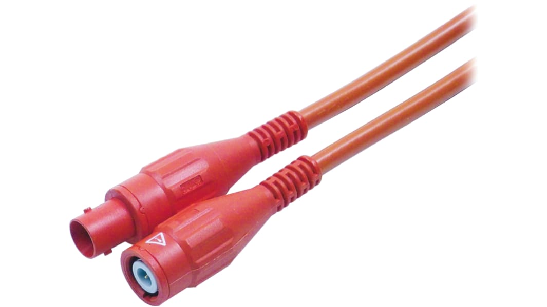 Cable de prueba Staubli de color Rojo, Hembra-Macho, 1kV, 1m