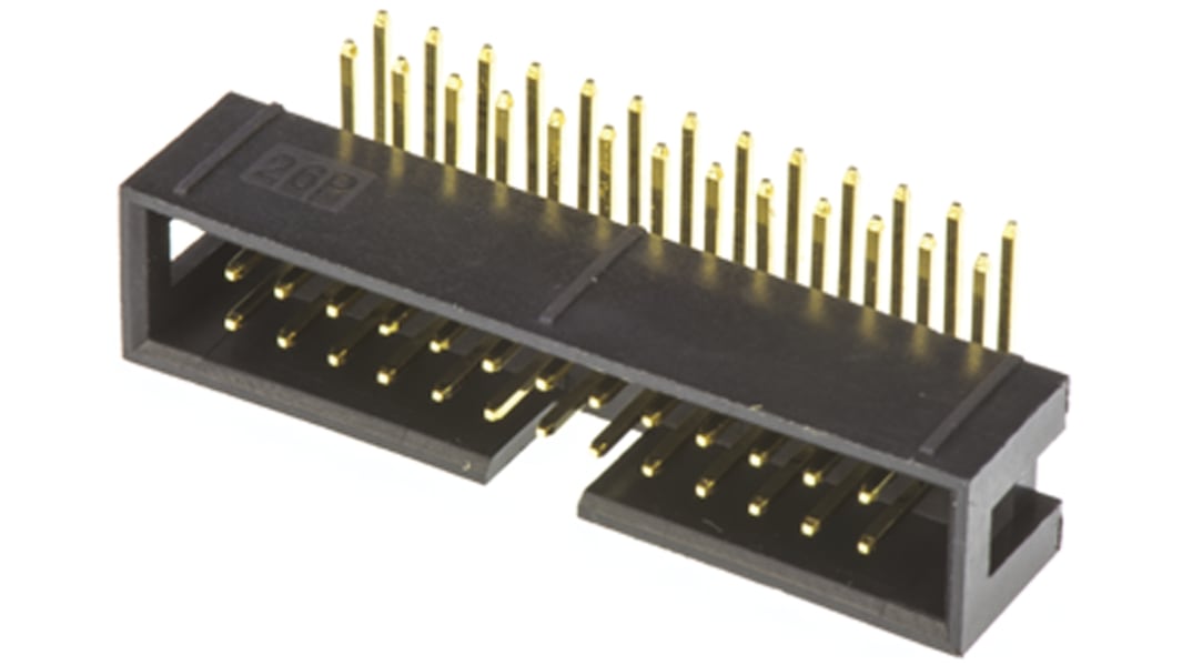 Amphenol Communications Solutions T821 Series Right Angle Through Hole PCB Header, 26 Contact(s), 2.54mm Pitch, 2