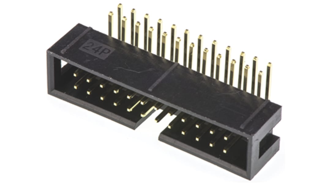 Amphenol Communications Solutions T821 Series Right Angle Through Hole PCB Header, 24 Contact(s), 2.54mm Pitch, 2