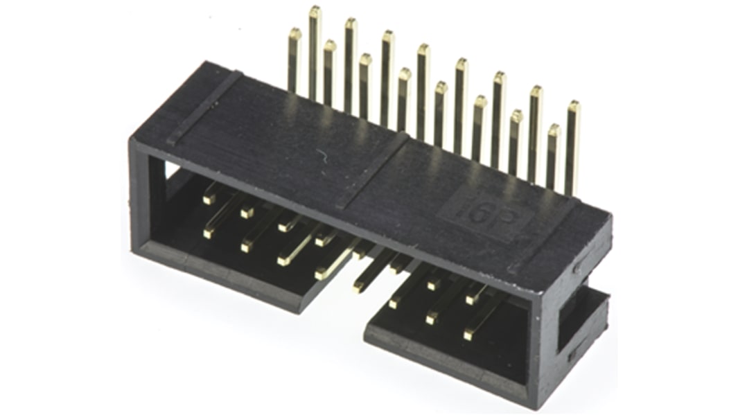 Amphenol Communications Solutions T821 Series Right Angle Through Hole PCB Header, 16 Contact(s), 2.54mm Pitch, 2