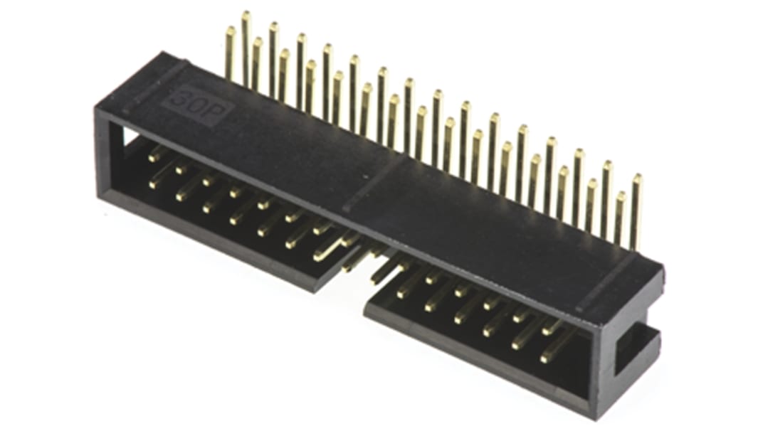 Amphenol Communications Solutions T821 Series Right Angle Through Hole PCB Header, 30 Contact(s), 2.54mm Pitch, 2